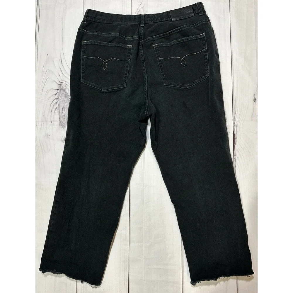 Lauren Jeans Co Ralph Lauren Jeans Women's Size 12 Straight Denim Black Raw Hem - Picture 2 of 7